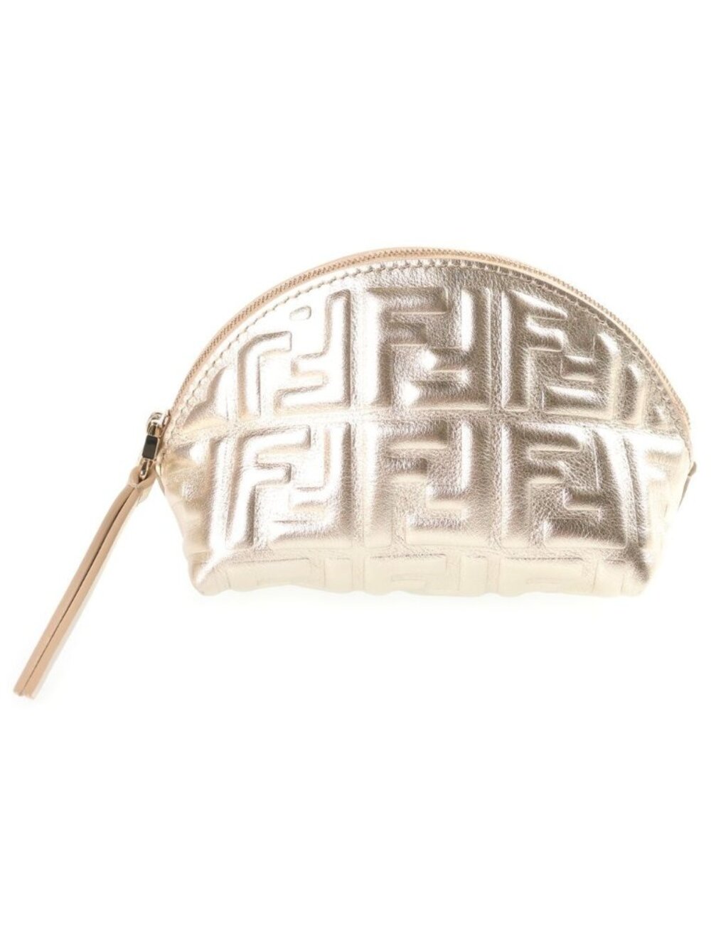 Fendi Zucca Baguette Pouch Case Gold Nappa Leather